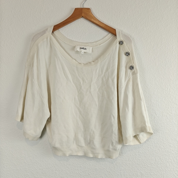 ba&sh Cream Bahi 3/4 Sleeve Boat Neck Jeweled Sweater Small - Picture 5 of 16